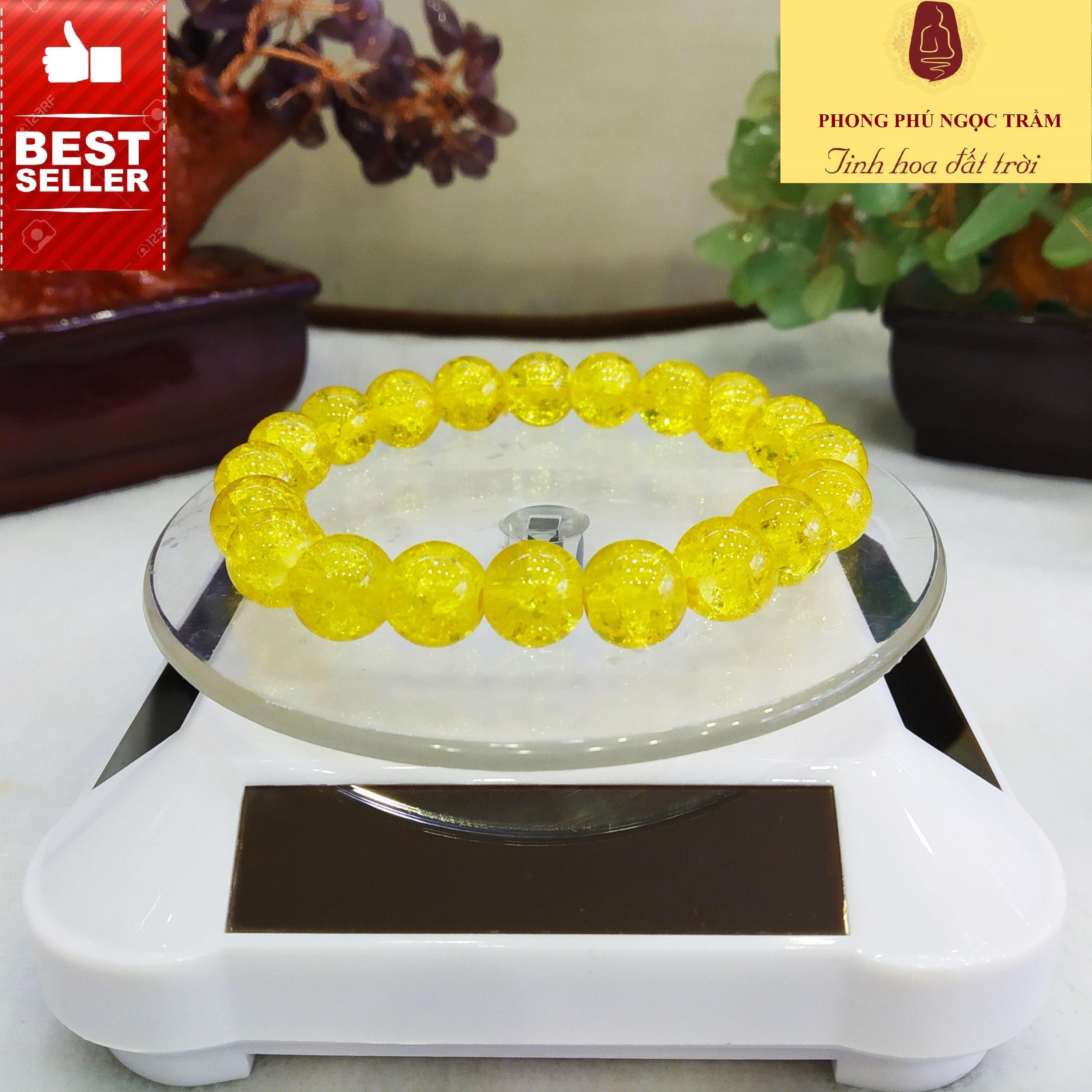 Vòng phong thủy - Vòng đá thạch anh tuyết vàng 10ly New(2)