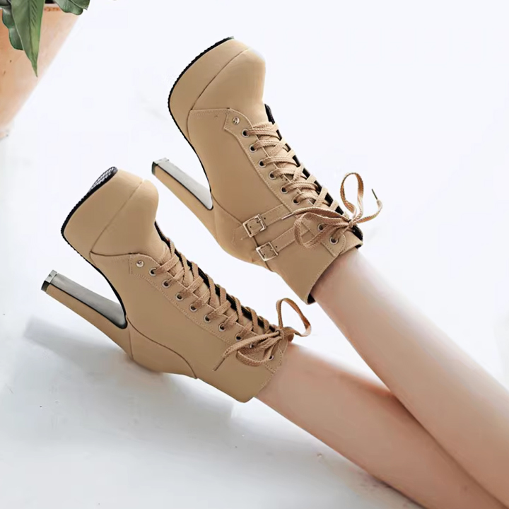 Boots Cổ Ngắn Gót Vuông 12cm PB655-4022