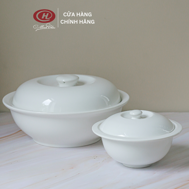 Liễn Cơm Có Vành Trắng Trơn - Sứ Minh Châu - LC18