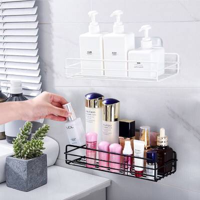 Kệ sắt sơn tĩnh điện chống han gỉ, chống thấm nước cho nhà tắm, nhà bếp hiện đại, sang trọng, thiết kế hình chữ nhật để được nhiều đồ, treo tường bằng miếng dính đi kèm