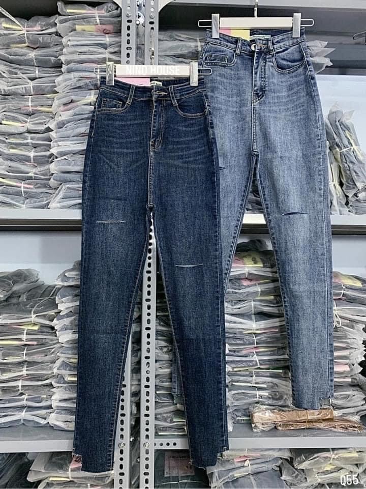 Jeans dài lưng cao co giãn rách PT