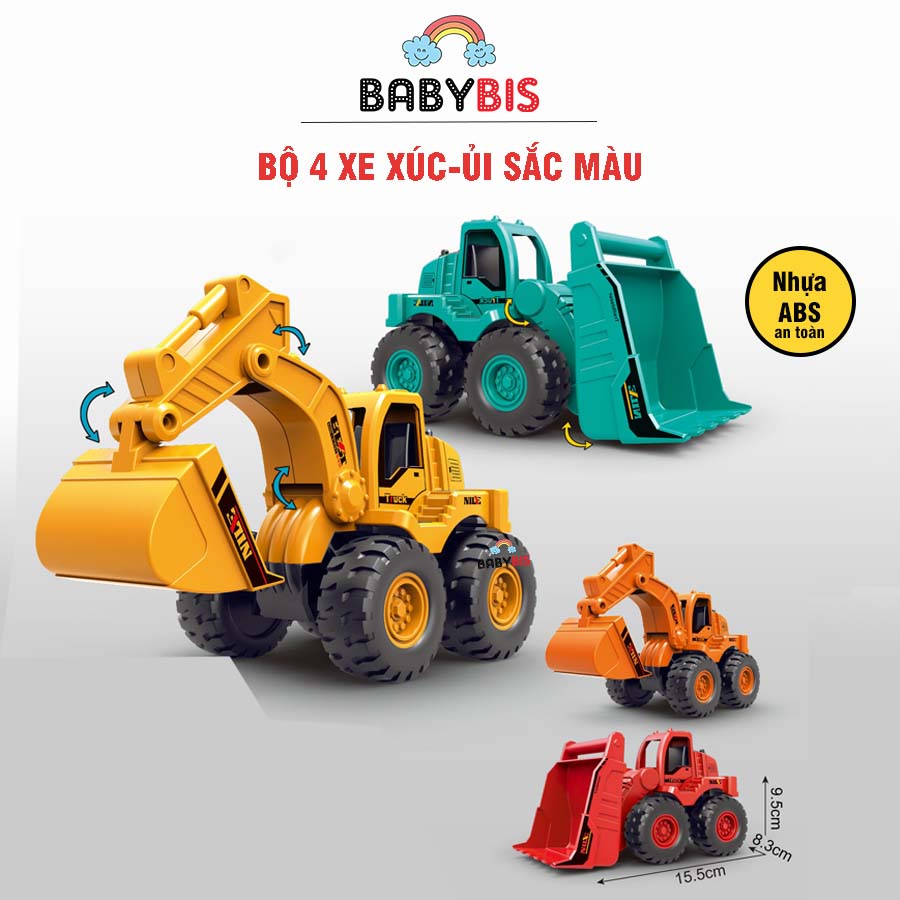 Đồ chơi xe xúc đất, ủi đất màu sắc, đồ chơi cho bé 8838 Babybis - đồ chơi trẻ em