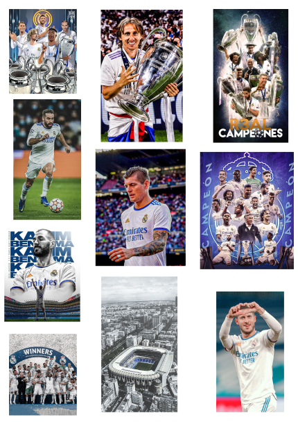 Bộ 40 hình dán Real Madrid mùa giải 2022, sticker hình dán bóng đá