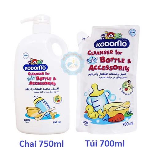 [CHÍNH HÃNG] Nước rửa bình sữa KODOMO ( Túi 700ml/ Chai 750ml)