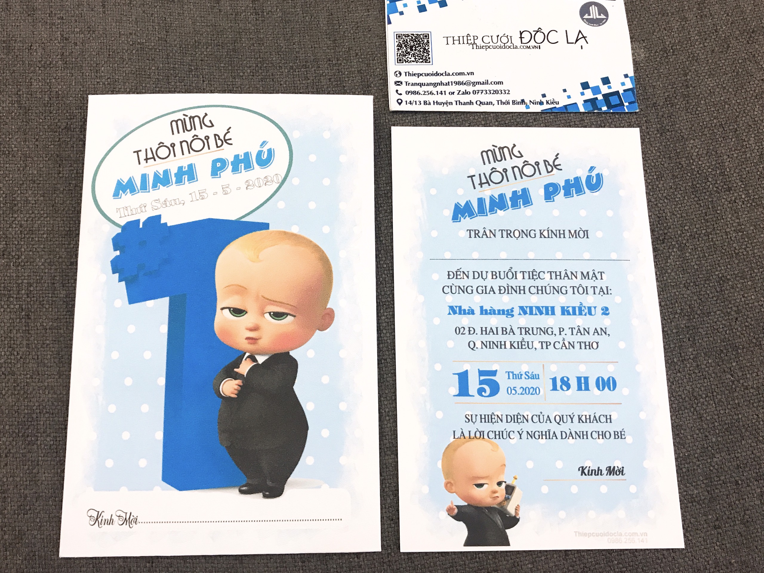 Thiệp Thôi Nôi, Sinh nhật, đầy tháng Baby Boss (Combo 100 thiệp)