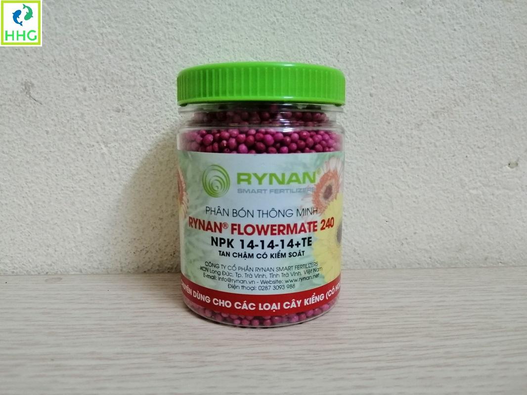 PHÂN BÓN THÔNG MINH RYNAN FLOWERMATE 240 NPK 14 - 14 - 14 + TE TAN CHẬM CÓ KIỂM SOÁT CHAI 150G