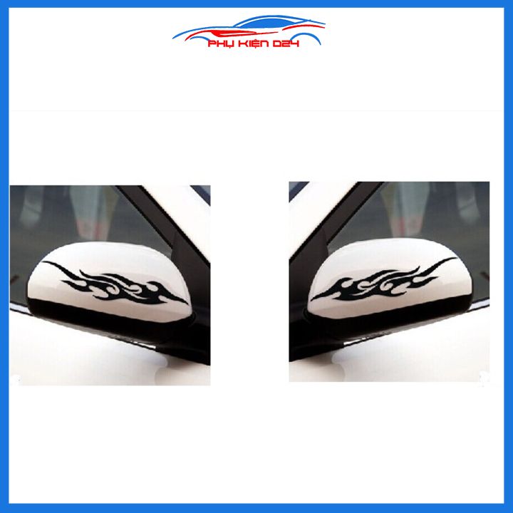 Bộ 2 nhãn dán xe hình ngọn lửa Flame, decal, tem dán trang trí ô tô cực chất