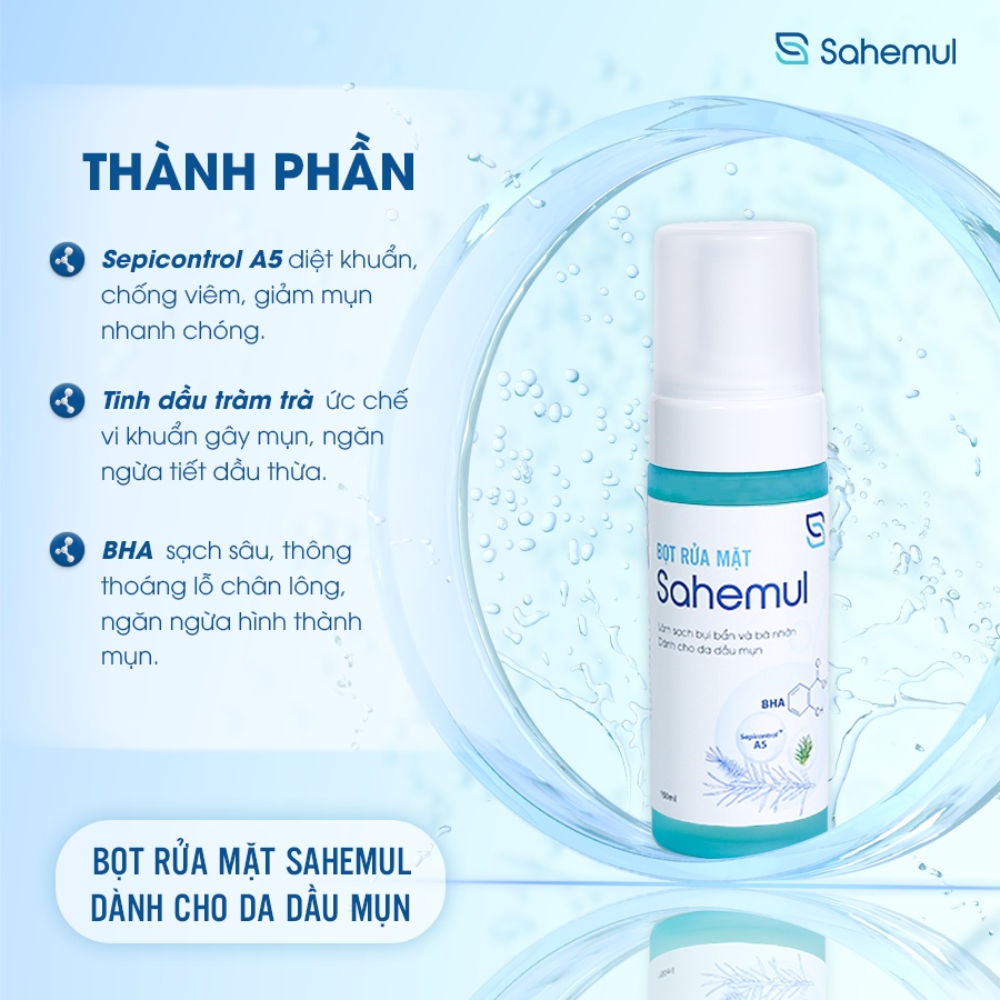 Kem ngừa mụn Sahemul - Bọt rửa mặt Sahemul 150ml [sahemun, sahemud, decumar]