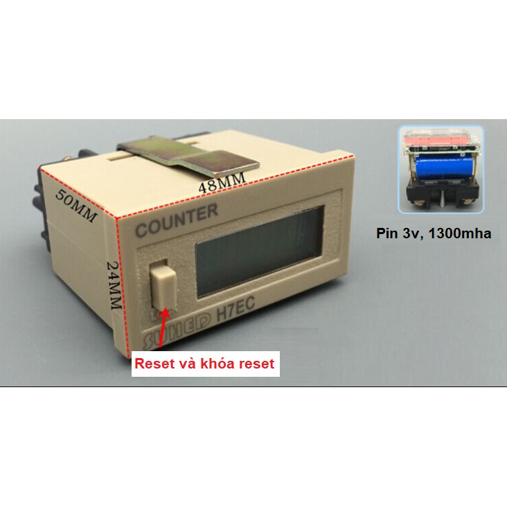 Bộ Đếm Counter H7EC-BVLM Có Pin Nuôi