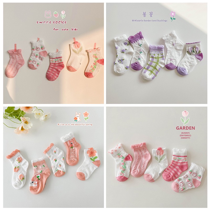 Set 5 Đôi Tất Vớ Hàn Mềm Mịn Cho Bé