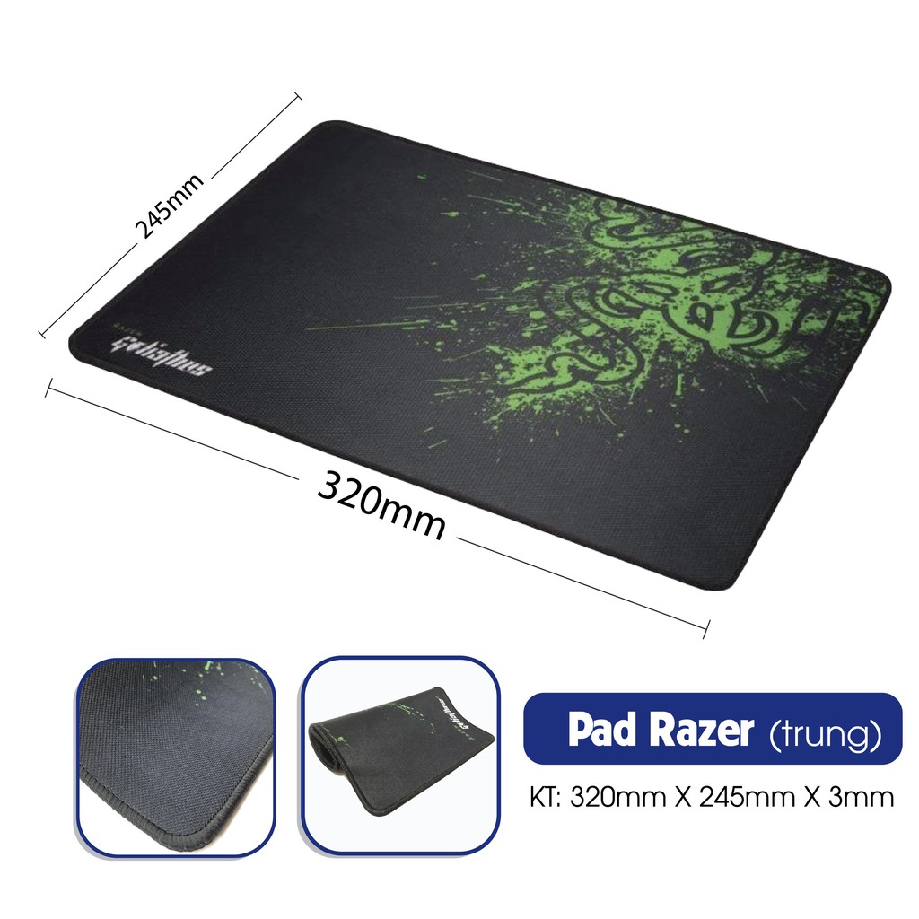 TẤM LÓT CHUỘT CHUYÊN GAME RAZER X7 25X30X3 CỰC DÀY, MIẾNG LÓT CHUỘT PAD MOUSE CAO CẤP, BÀN DI CHUỘT DÀNH CHO GAME THỦ