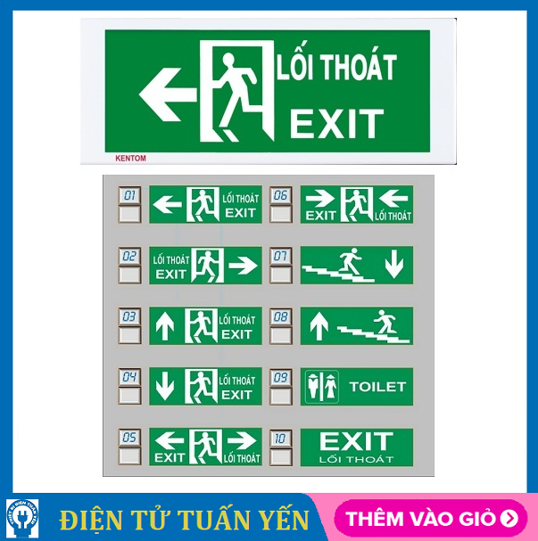 Đèn exit lối thoát Kentom KT-620 nhiều mẫu lựa chọn, chiếu sáng khẩn cấp khi mất điện - Hàng chính hãng