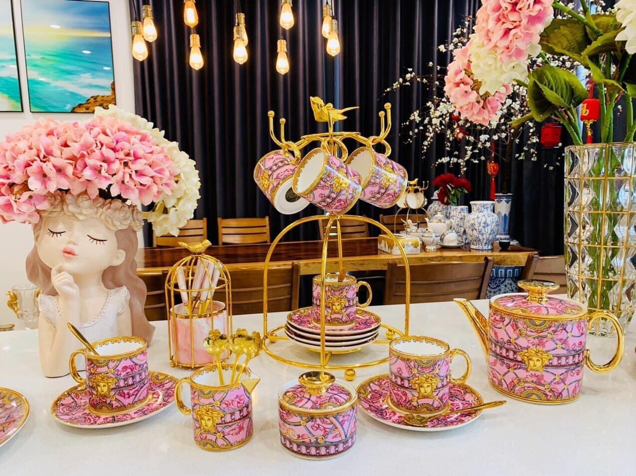 Bộ Ấm Chén Versace Sứ Xương Hoàng Gia Cao Cấp (Hàng có sẵn)