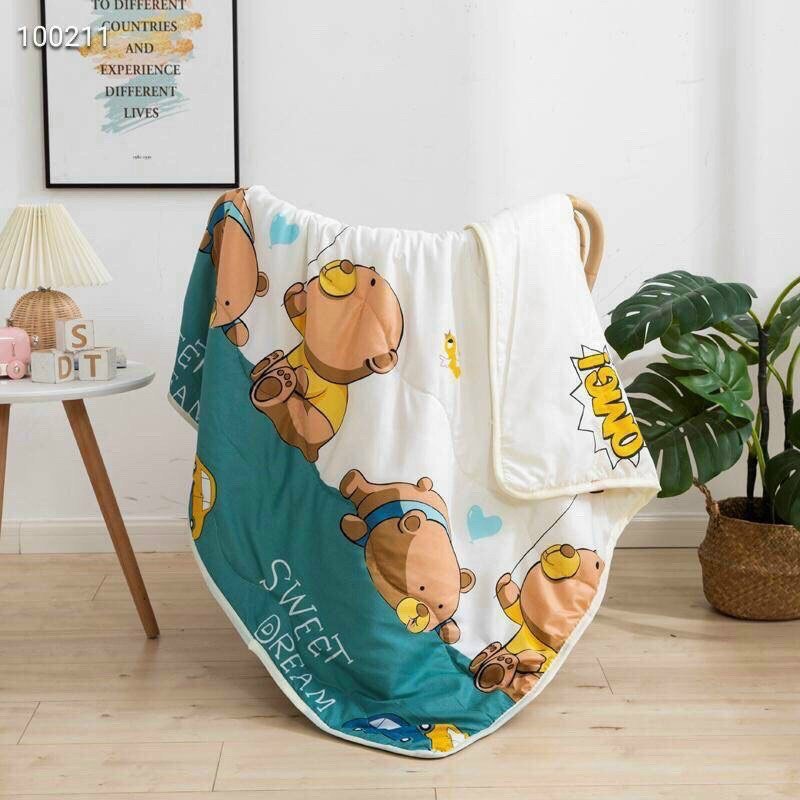Chăn trẻ em chất cotton đũi cho bé đắp mùa hè thu, chăn cho bé đến trường, đắp văn phòng - 1m x 1m5 Mềm Mát - Đủ Màu