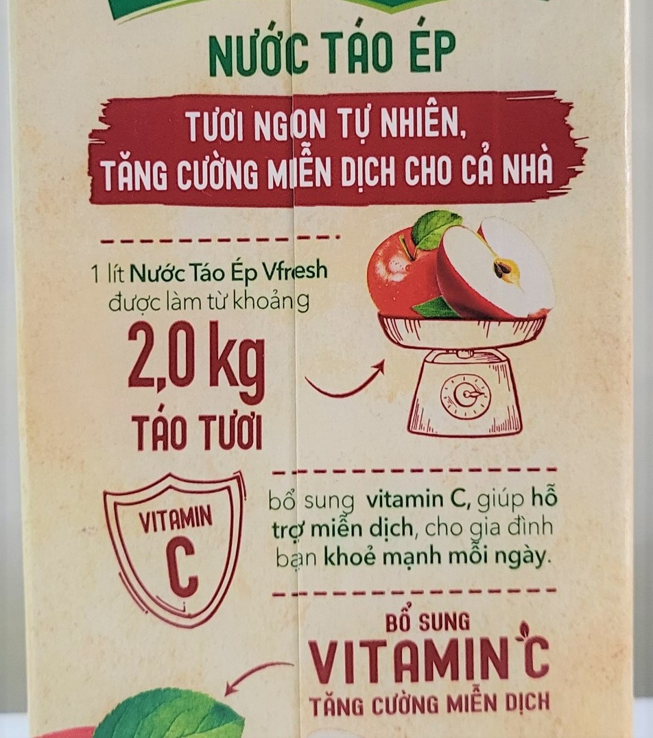 [Hộp 1 Lít] NƯỚC TÁO ÉP VFRESH [VN] VINAMILK Apple Juice (halal)