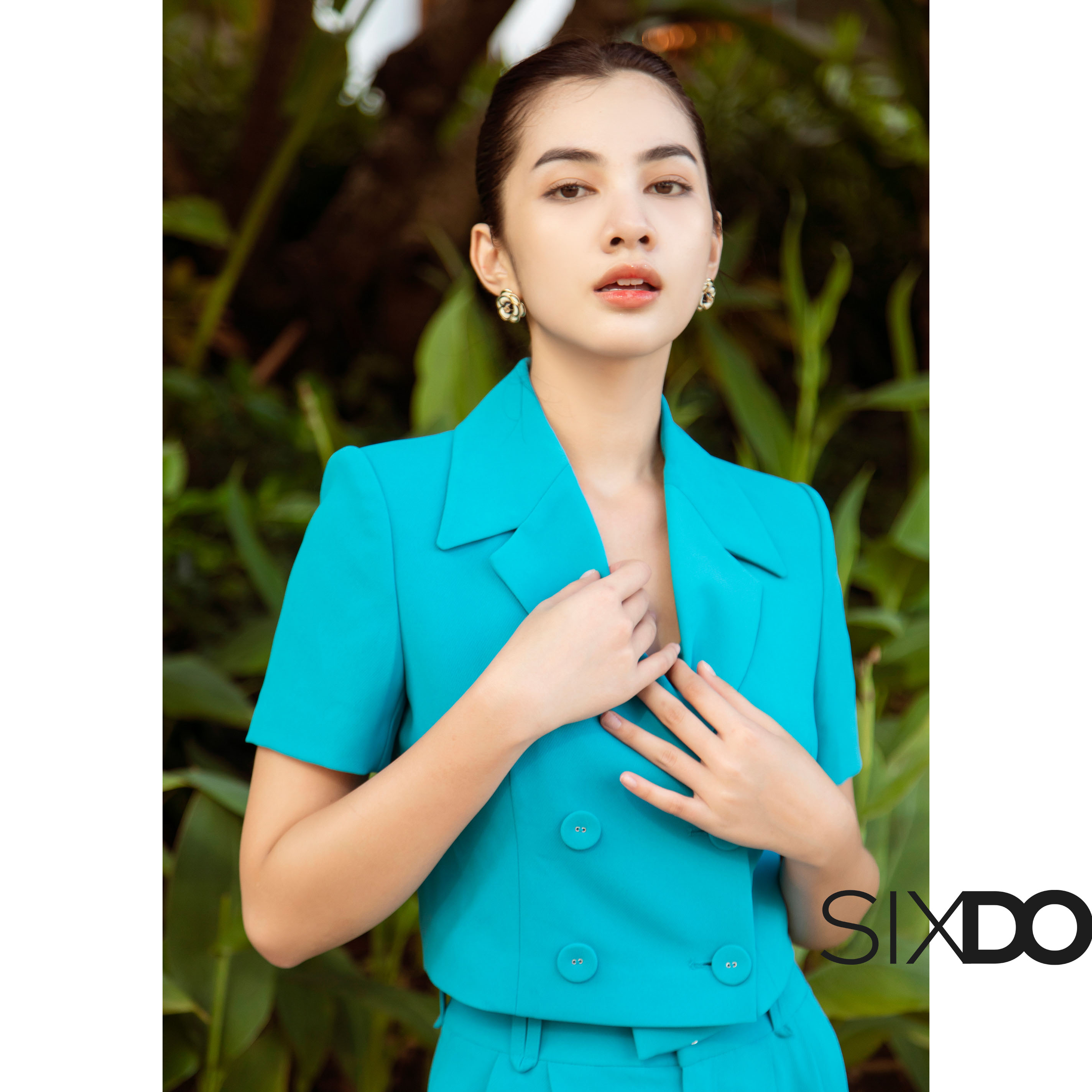 Áo Vest nữ xanh dáng lửng thời trang SIXDO (Sky Cropped Vest)