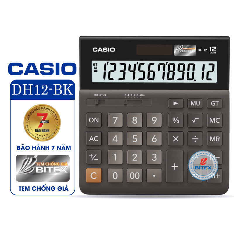 Máy tính Casio DH-12 - Chính hãng Bitex, Bảo hành 7 năm