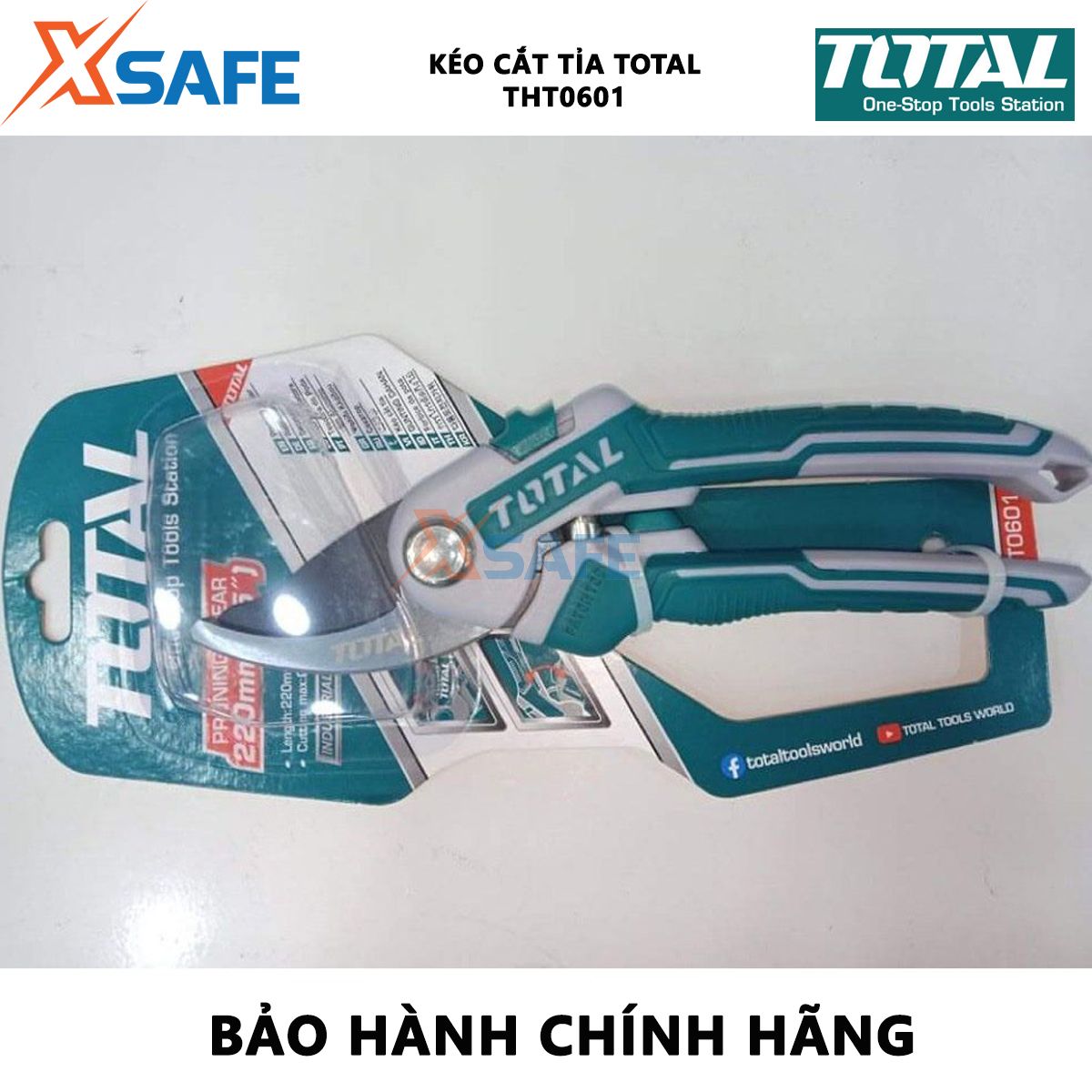 Kéo cắt tỉa cành cây TOTAL THT0601 | Kéo cắt tỉa cây Kích thước: 8,5 (220mm) Tay cầm PP coverd dùng để cắt tỉa cây, tạo hình khối cho tán cây