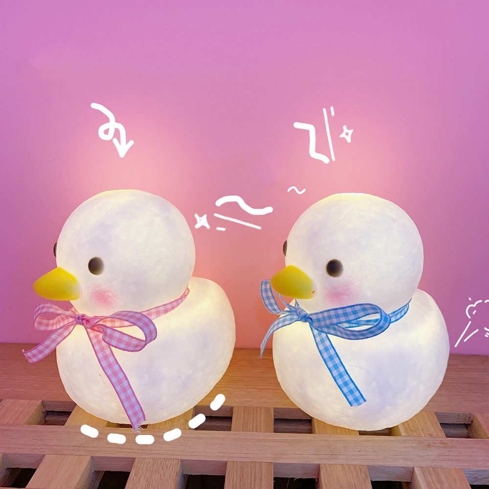 Đèn Ngủ Mini Không Dây Hình Con Vịt Đeo Nơ Siêu Dễ Thương