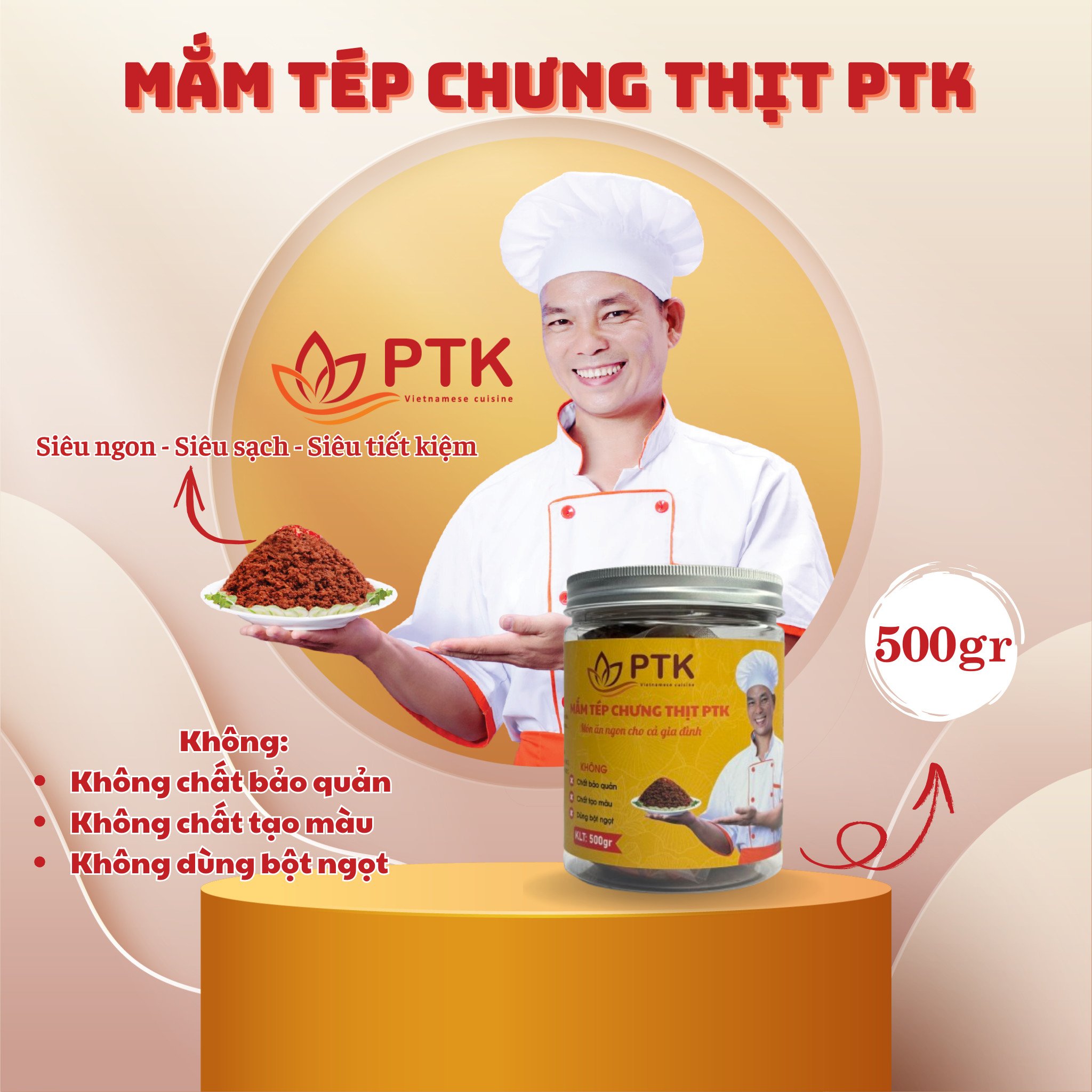 Thịt chưng mắm tép ptk hộp 500gr