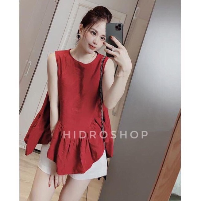 Sét áo bèo đỏ quần sooc trắng đũi