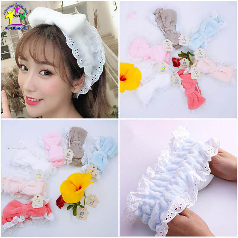 Băng đô nữ skincare, phụ kiện nữ make up, cài tóc nữ trang điểm, bờm tóc nam rửa mặt, nơ cài tóc cho bé gái cute, ren tiểu thư - thương hiệu Vợ Chồng Tôi