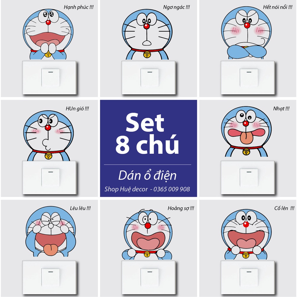Decal dán ổ điện, sticker trang trí Doraemon dễ thương