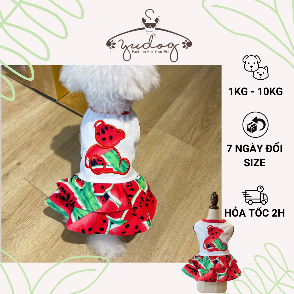 Đầm cho chó mèo - váy mặc cho chó mèo thú cưng yudog