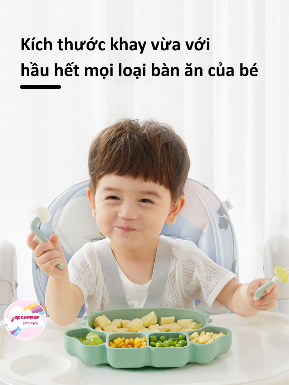 Khay ăn dặm silicon cao cấp có đế hít dính