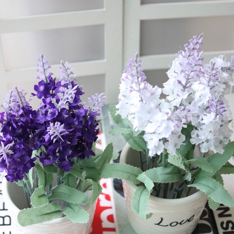 Combo 2 Chậu Hoa Lavender Giả Trang Trí Bàn ( giá kèm chậu )
