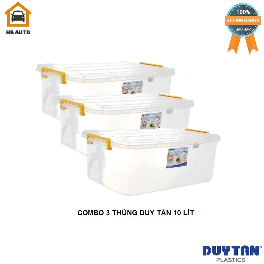 [FreeshipMAX] [HCM]Combo 3 Thùng Nhựa Duy Tân Trong Suốt 10 Lít (41.2 x 27.2 x 14.5 cm) No.H115 tiện dụng an toàn