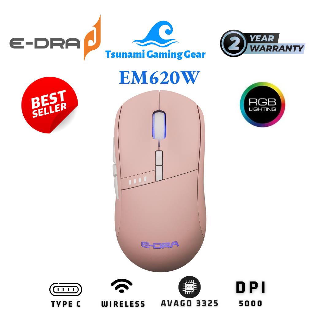 Chuột không dây e-dra em620w rgb/ wireless bảo hành 2 năm