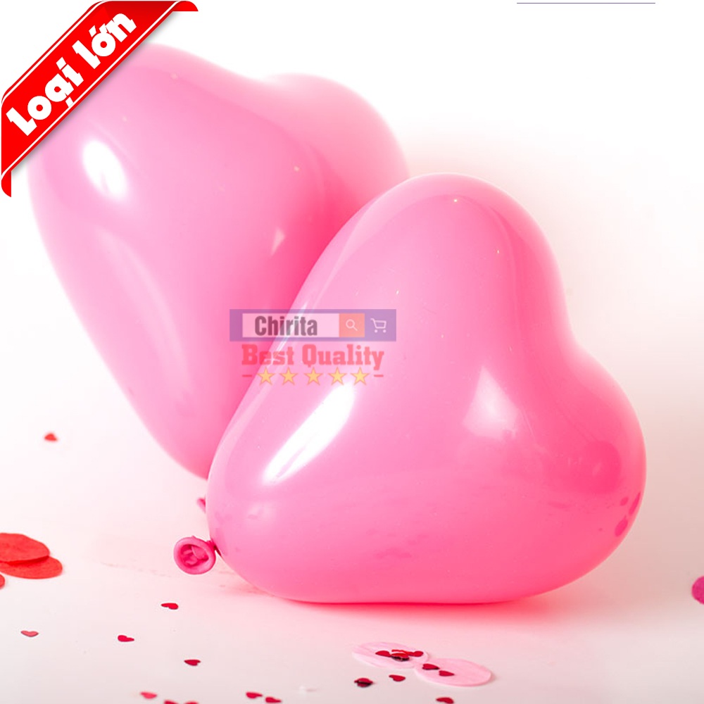 set 50 Bong Bóng Trái Tim Màu Đỏ  - Bóng Bay Trang Trí Tiệc Loại Tốt