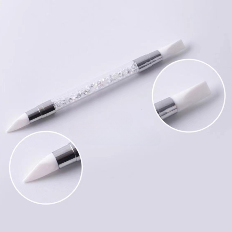 Bút silicon 2 đầu siêu mềm cán đá pha lê | chà tráng gương, miết sticker, chà nhũ, nặn hoa