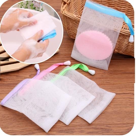 Combo 3 túi lưới tạo bọt xà phòng tắm , rửa mặt , dây lụa trơn