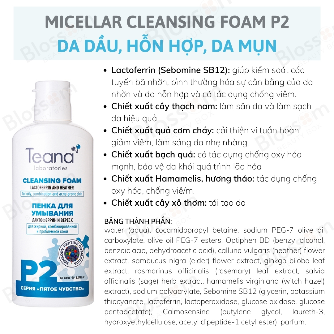 [Mẫu mới] Sữa rửa mặt Foam P1, P2 Teana