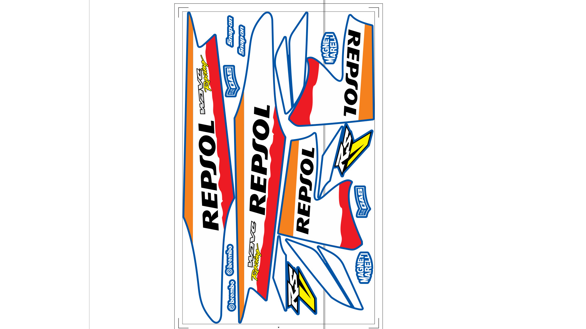 Tem rời wave repsol, decal 3 lớp ko bay màu