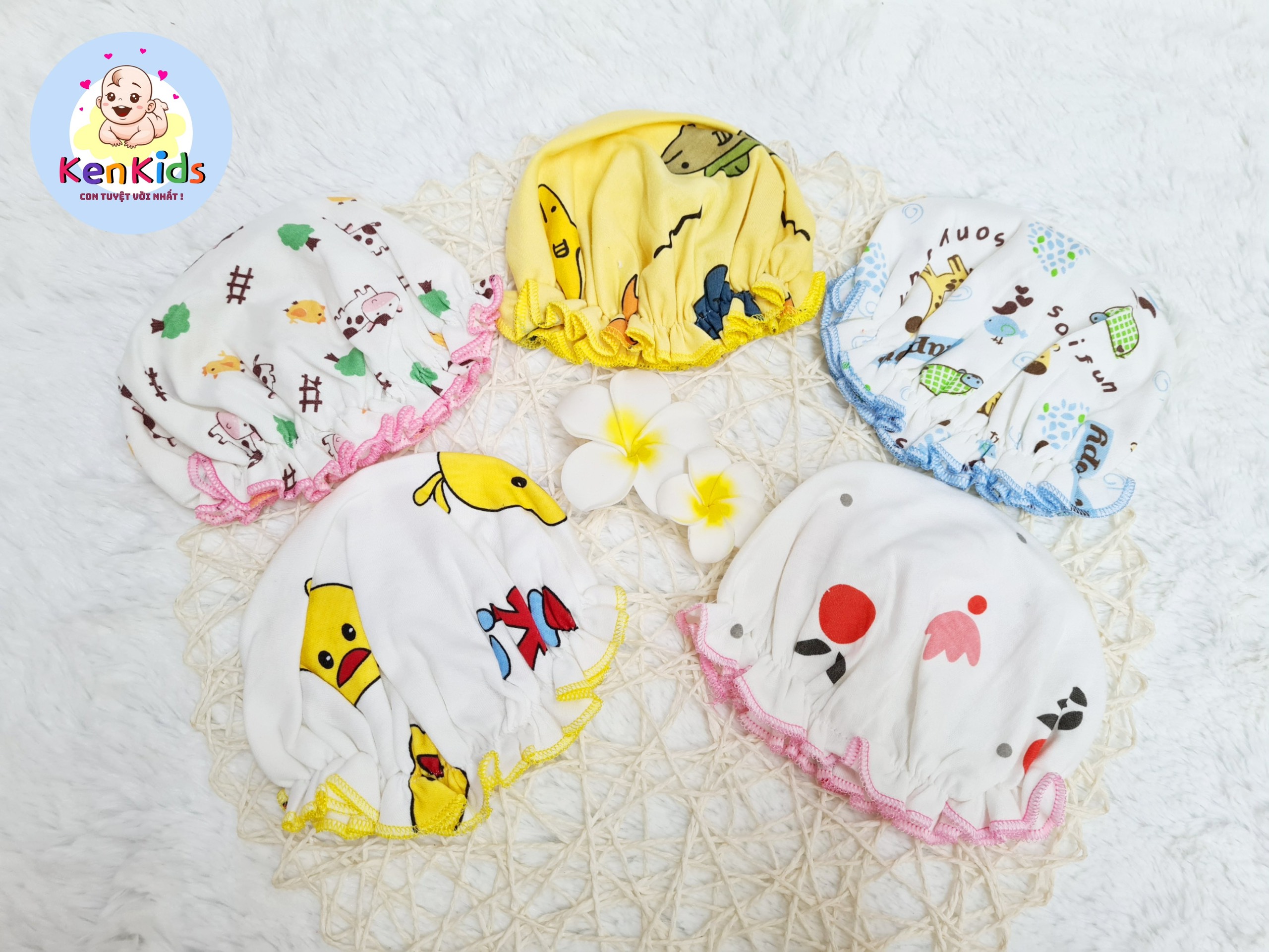 Set 2 Nón mũ bèo sơ sinh đáng yêu cho bé gái