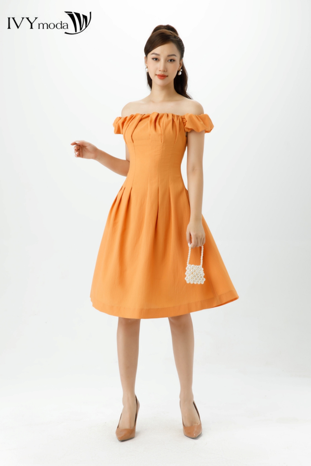 Đầm trễ vai xếp nếp ivy moda ms 48b9287