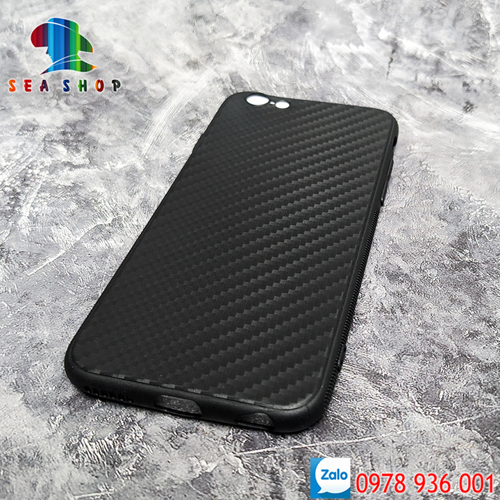 Ốp lưng Iphone 6 / 6S nhựa nhựa dẻo - Vân Carbon - Chống trơn trượt - Kính cường lực full màn hình
