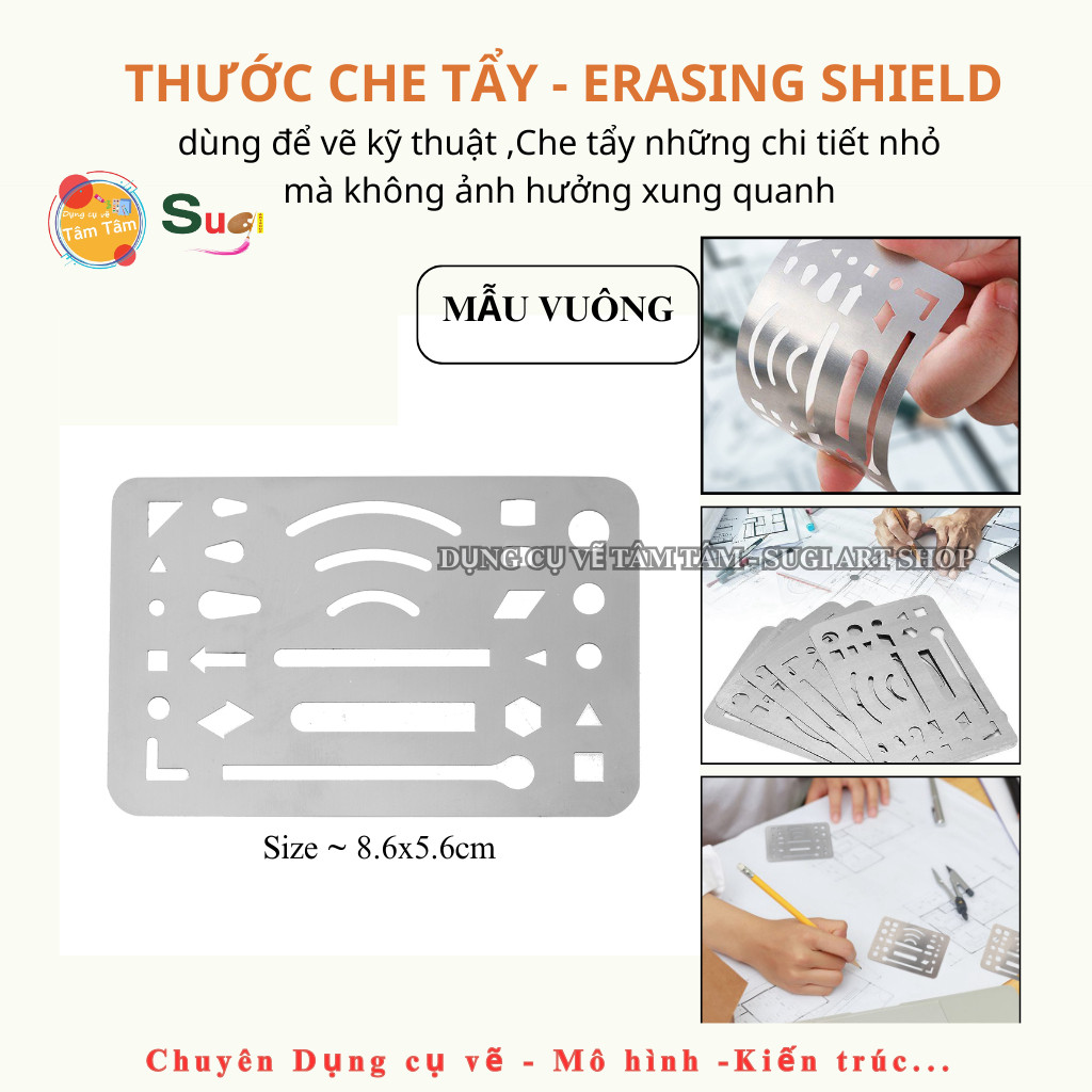 [ Tâm Tâm ] Thước Che Tẩy - Erasing Shield - Thước Chắn tẩy
