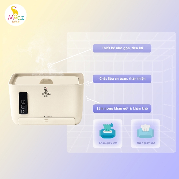 (FREESHIP ĐẾN 50k) Máy Hâm Ấm Khăn Giấy Ướt, Máy Làm Ấm Khăn Giấy Ướt MB059 Moaz BéBé MB 059 NAM9