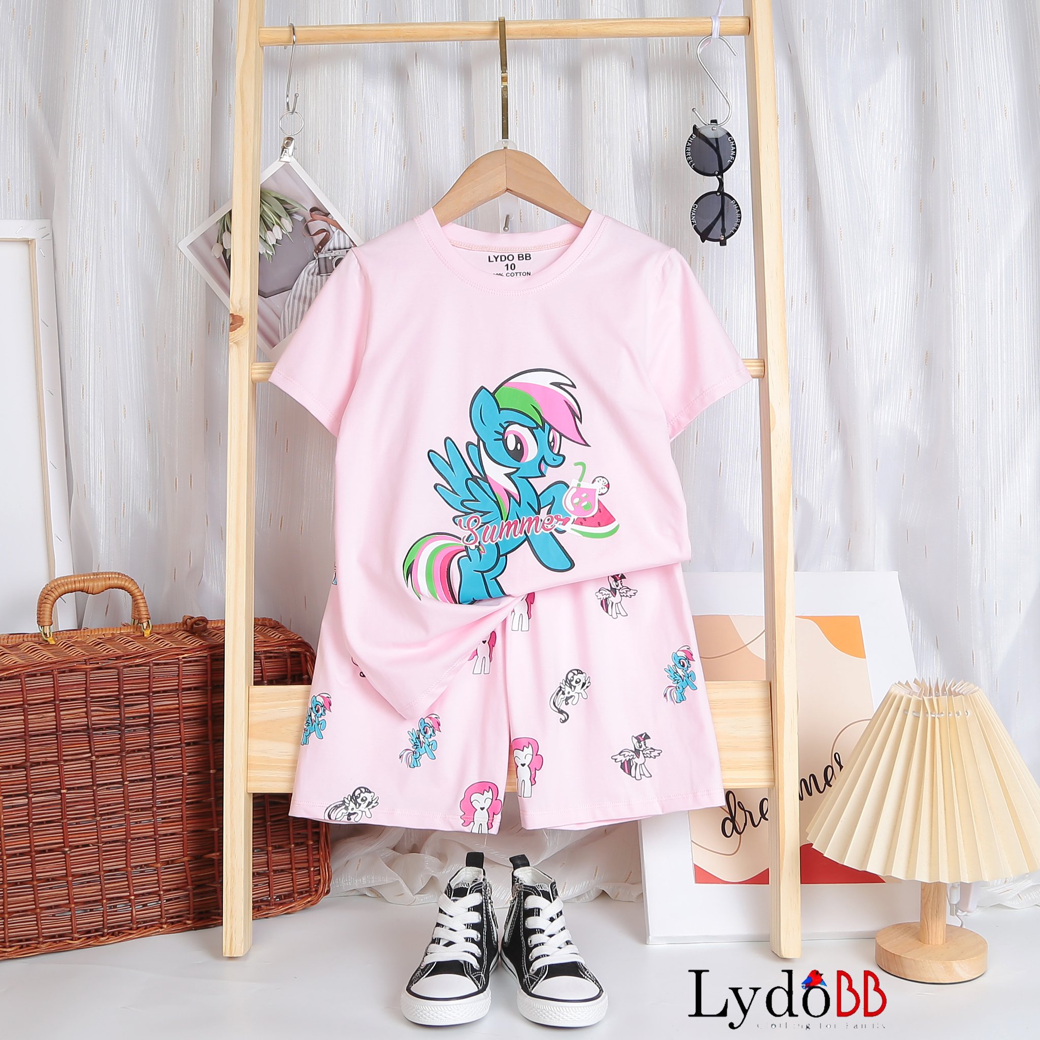 Sét bộ thun mặc nhà bé gái ngựa pony