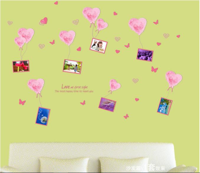 [HCM]Decal trang trí khung ảnh trái tim hồng