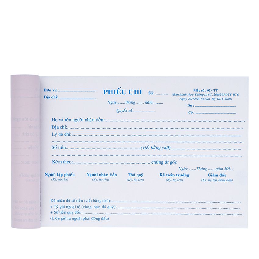 BỘ 5 CUỐN PHIẾU THU HOẶC CHI