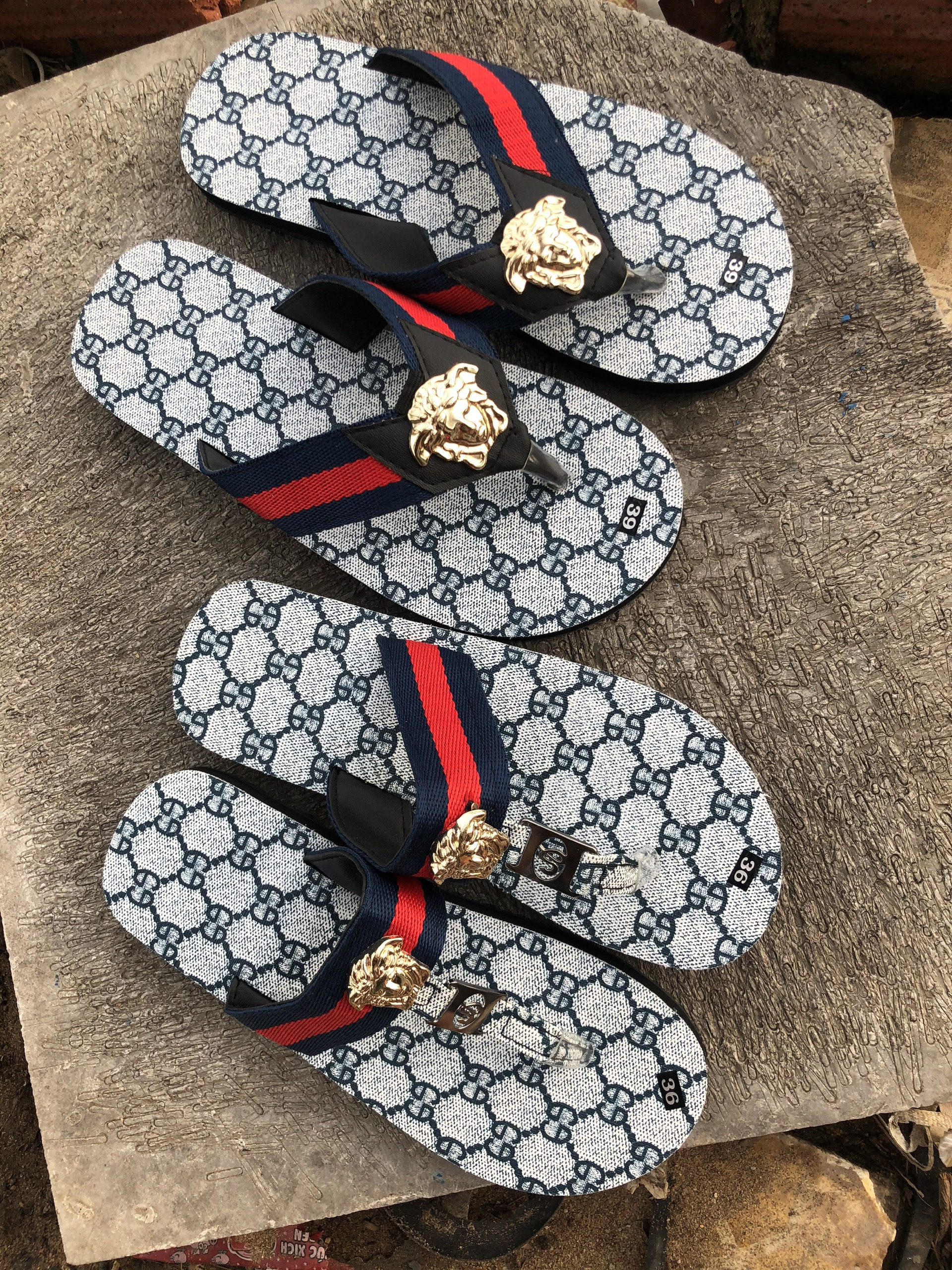 sandal chíp chíp ( dép cặp nam nữ ) đế xanh gg quai dù