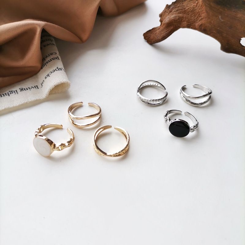set 3 nhẫn phong cách retro , combo phong cách hàn quốc