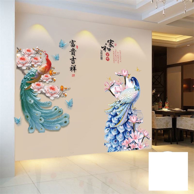 Decal dán tường tết combo tranh công phong thủy