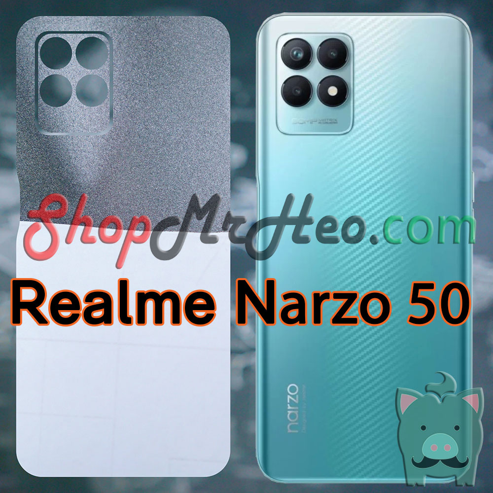 Skin Dán Mặt Sau Lưng Vân 3D Realme Narzo 50 (Carbon, Hình Hộp, Nhám, Vân Da)