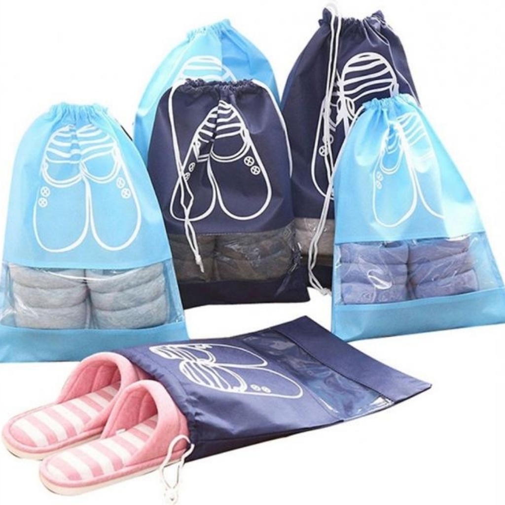 COMBO 2 TÚI ĐỰNG GIÀY DÉP ĐA NĂNG CÓ DÂY RÚT TIỆN LỢI - BỘ 2 TÚI ĐỰNG GIÀY DÉP CHỐNG THẤM, TIỆN LỢI MANG ĐI DU LỊCH